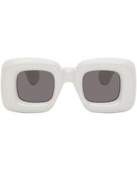 Loewe - White Inflated Rectangular Sunglasses - Lyst