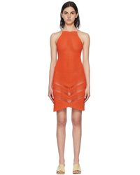 Bottega Veneta - Orange Cotton Mini Dress - Lyst