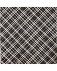 Burberry - Foulard Noir Et En Soie À Carreaux - Lyst