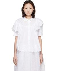 Simone Rocha - Cropped Puff Sleeve Ruffle Frill Shirt - Lyst