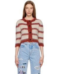 Marni - &レッド ボーダー カーディガン - Lyst