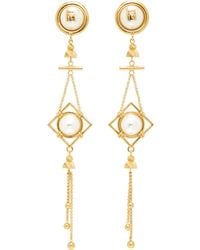Balmain - Brass & Faux-Pearl Pendant Earrings - Lyst