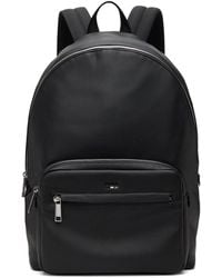 BOSS - Black Faux-leather Signature Details Backpack - Lyst