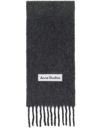 Acne Studios - Écharpe Grise En Laine À Franges - Lyst