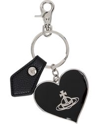 Vivienne Westwood - ブラック＆シルバー Mirror Heart Orb キーチェーン - Lyst