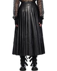 Junya Watanabe - Black Pleated Faux-leather Maxi Skirt - Lyst