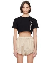Area - Crystal Rosette Cropped T-Shirt - Lyst