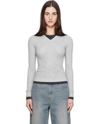 St. Agni - Organic Cotton V Neck Long Sleeve T-Shirt - Lyst
