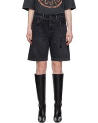 Acne Studios - ブラック ルーズフィット デニムショートパンツ - Lyst