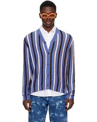 Marni - Cardigan bleu et blanc à rayures - Lyst