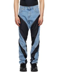 Mugler - Blue Paneled Spiral Jeans - Lyst