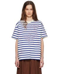 Bode - ホワイト＆ネイビー Margate Tシャツ - Lyst