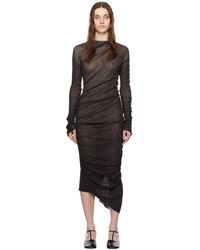Issey Miyake - Robe midi brune à fronces ambiguous - Lyst