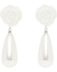 ShuShu/Tong - Ssense Exclusive Bridal Capsule Yvmin Edition Ceramic Rose Faux-Pearl Earrings - Lyst