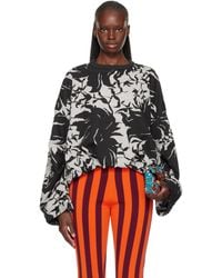 Dries Van Noten - Pull Molletonné Drapé Gris Et Noir - Lyst