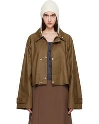 MM6 by Maison Margiela - Khaki Coated Short Trench Jacket - Lyst