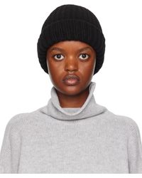 Baserange - Bonnet noir en tricot côtelé - Lyst