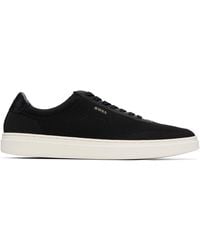 BOSS - Lace-Up Leather Trim Knitted Sneakers - Lyst