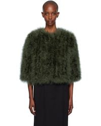 Yves Salomon - Khaki Cropped Feather Jacket - Lyst