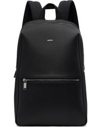 BOSS - ブラック ロゴハードウェア グレインレザー バックパック - Lyst