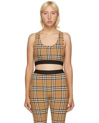 Burberry Beige Check Dalby Sports Bra - Natural