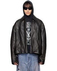 Balenciaga - Black Cocoon Kick Leather Jacket - Lyst