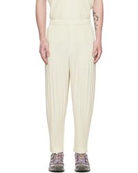 Homme Plissé Issey Miyake - Homme Plissé Issey Miyake White Color Pleats Trousers - Lyst