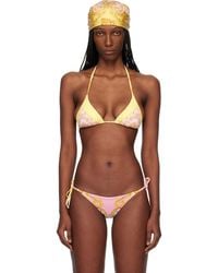 Versace - Printed Triangle Bikini Top - Lyst
