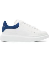Alexander McQueen White And Navy Oversized Trainers - Blue