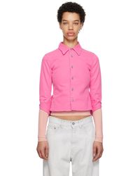 MM6 by Maison Martin Margiela - Pink Embroidered Denim Jacket - Lyst