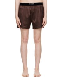 Tom Ford - Short Boxer Brun En Satin Extensible De Soie - Lyst