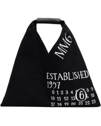 MM6 by Maison Martin Margiela - ブラック ミニ Established Print ジャージ トートバッグ - Lyst