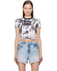 Versace - T-shirt blanc et noir à motif watercolor couture - Lyst