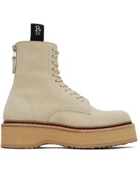 R13 - Beige Single Stack Boots - Lyst