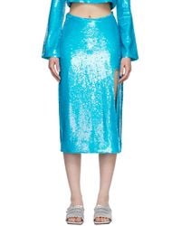 Ganni - Blue Sequins Midi Skirt - Lyst
