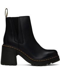Dr. Martens - Black Spence Leather Flared Heel Chelsea Boots - Lyst