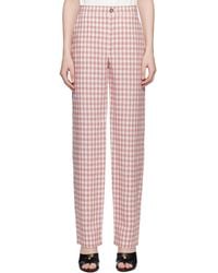 Moschino - Viscose-Linen Check Trousers - Lyst