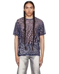 Mugler - T-shirt bleu et noir à motif graphique - Lyst