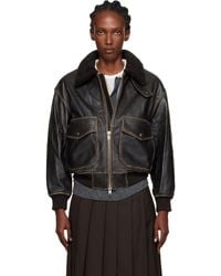 DUNST - A-2 Shearling Collared Leather Jacket - Lyst