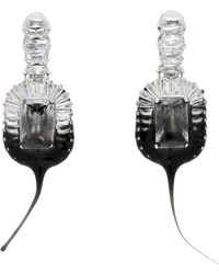 OTTOLINGER - Boucles d'oreilles à clip argenté et noir à pierres du rhin et à pendentif enduit - Lyst