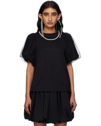 Simone Rocha - Embellished Tulle Overlay Puff Sleeve T-Shirt - Lyst