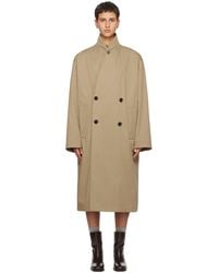 Lemaire - Beige Wrap Collar Trench Coat - Lyst
