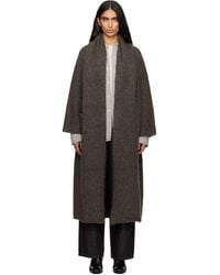 Lauren Manoogian - Cardigan Long Gris À Revers De Style Châle - Lyst