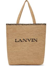 Lanvin - Cabas en raphia à logo - Lyst