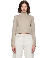 MM6 by Maison Martin Margiela - Taupe Knitted Turtleneck - Lyst
