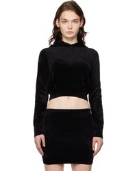 T By Alexander Wang - ブラック クロップド ジップフーディ - Lyst