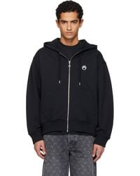 Marine Serre - Pull À Capuche Noir À Glissière Et À Logo - Lyst