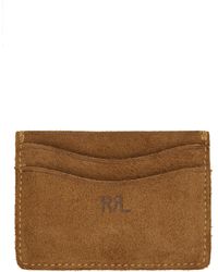 RRL - Tan Roughout Suede Card Holder - Lyst