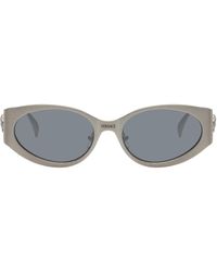Versace - Silver 'la Medusa' Oval Sunglasses - Lyst