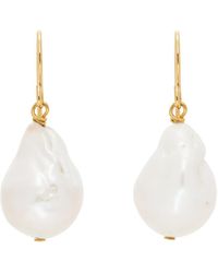 Jil Sander - Gold & White Pearl Grainy Earrings - Lyst
